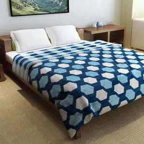 Comforters Design Navy & Sky Blue Geometrics 150 GSM Micro Fiber Double Size Comforter