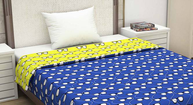 Sarai Blue Abstract Microfiber Single Size Comforter (Single Size, Navy Blue & Yellow) by Urban Ladder - Cross View Design 1 - 539875