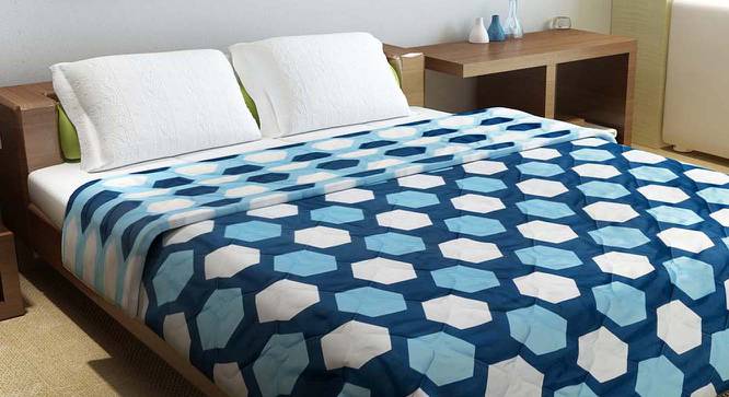 Noel Blue Geometric Microfiber Double Size Comforter (Double Size, Navy & Sky Blue) by Urban Ladder - Cross View Design 1 - 539883