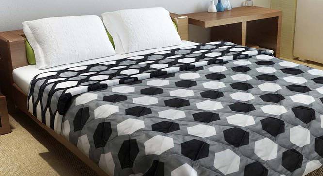 Obert Black Geometric Microfiber Double Size Comforter (Black & Grey, Double Size) by Urban Ladder - Cross View Design 1 - 539884