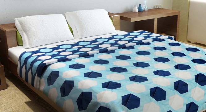 Noel Blue Geometric Microfiber Double Size Comforter (Double Size, Navy & Sky Blue) by Urban Ladder - Front View Design 1 - 539900