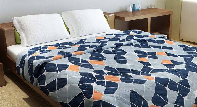 Napoleon Blue Geometric Microfiber Double Size Comforter (Double Size, Blue & Orange) by Urban Ladder - Cross View Design 1 - 539980