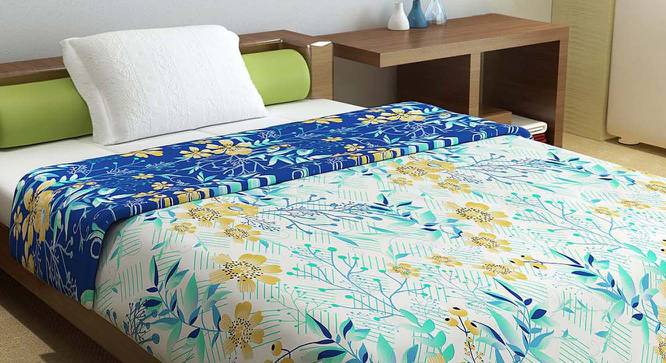 Malani Blue Floral Microfiber Single Size Comforter (Single Size, Blue & Yellow) by Urban Ladder - Front View Design 1 - 539989