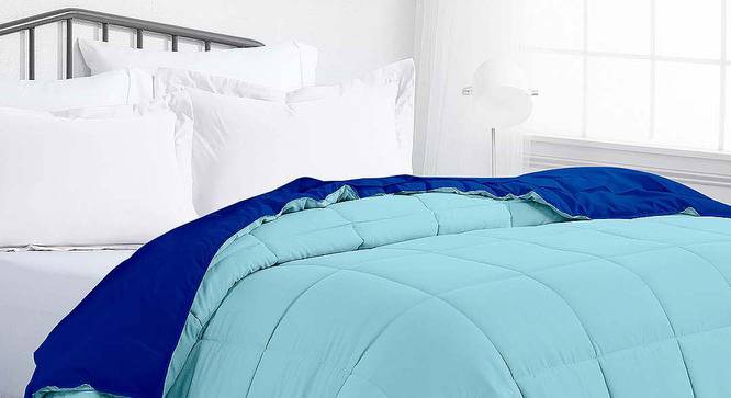 Laurent Blue Solid Microfiber Single Size Comforter (Single Size, Navy Blue & Sky Blue) by Urban Ladder - Front View Design 1 - 539991