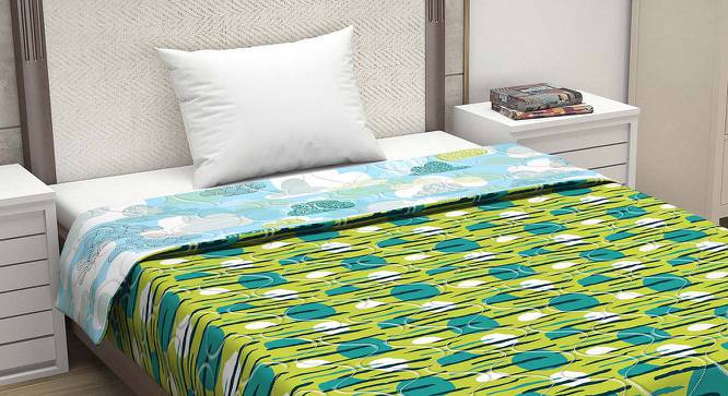 Rosie Green Abstract Microfiber Single Size Comforter (Single Size, Green & Blue) by Urban Ladder - Front View Design 1 - 540083