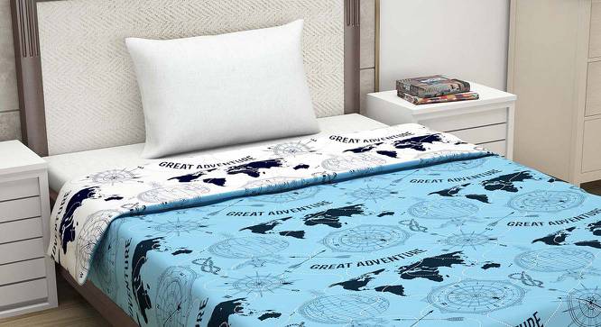 Astrid Blue Abstract Microfiber Single Size Comforter (Single Size, White & Light Blue) by Urban Ladder - Cross View Design 1 - 540281