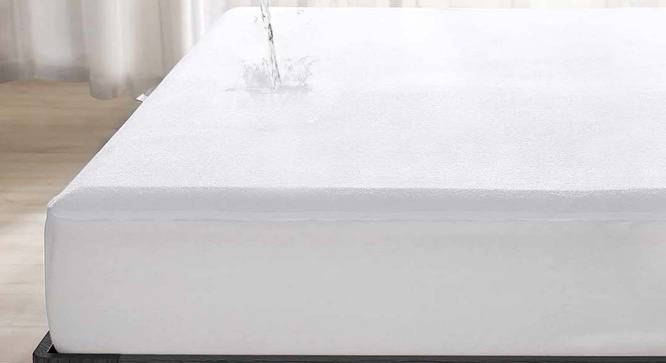 Percy White Terry Cotton Waterproof Queen Size Mattress Protector (White, Queen Mattress Type, 72 x 60 in Mattress Size) by Urban Ladder - Front View Design 1 - 540294