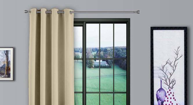 Wallice Beige Satin Blackout 5 Ft  Window Curtain (Beige, Ring Pleat, 152 x 127 cm (60" x 50") Curtain Size) by Urban Ladder - Cross View Design 1 - 540381