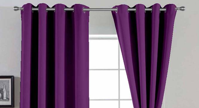 Copper Purple Satin Blackout 7 Ft  Door Curtains - Set of 2 (Purple, Ring Pleat, 214 x 127 cm (84" x 50") Curtain Size) by Urban Ladder - Cross View Design 1 - 540463