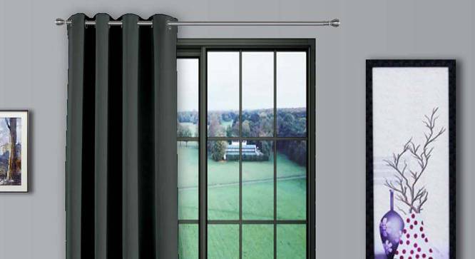 Rudy Grey Satin Blackout 5 Ft  Window Curtain (Grey, Ring Pleat, 152 x 127 cm (60" x 50") Curtain Size) by Urban Ladder - Cross View Design 1 - 540470