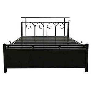 Queen Size Bed Design Uotomi Metal Queen Size Hydraulic Storage Upholstered Bed in Matt Black Finish