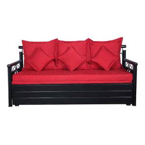 Sofa Cum Bed In Kozhikode Design Ridin 3 Seater Pull-out Sofa Cum Bed with Box Storage in Matt Black Colour (Powder Coating Finish)