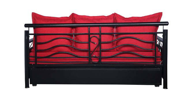 Ridin 3 Seater Pull-out Sofa Cum Bed with Box Storage in Matt Black Colour (Powder Coating Finish) by Urban Ladder - Front View Design 1 - 541050