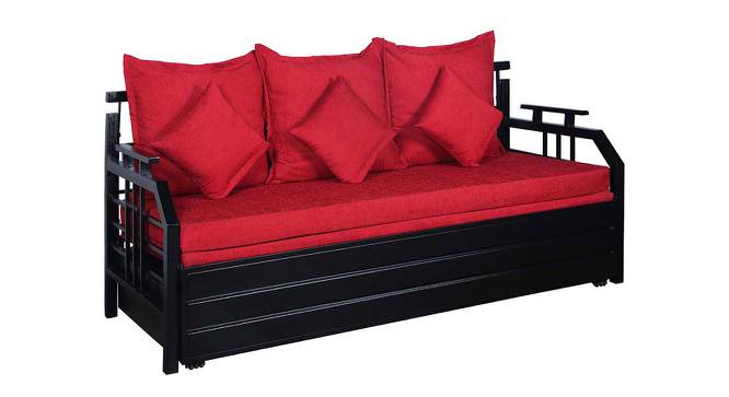 Russel 3 Seater Pull-out Sofa Cum Bed with Box Storage in Matt Black Colour (Powder Coating Finish) by Urban Ladder - Front View Design 1 - 541057
