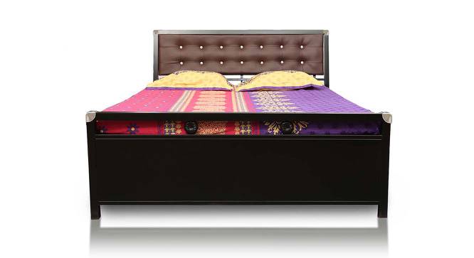 Eddie Metal Queen Hydraulic Storage Upholstered Bed in Black Colour (Queen Bed Size, Matte Finish) by Urban Ladder - Front View Design 1 - 541196