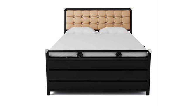 Jack Metal Queen Hydraulic Storage Upholstered Bed in Black Colour (Queen Bed Size, Matte Finish) by Urban Ladder - Front View Design 1 - 541200