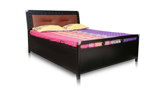 Clint Metal Queen Hydraulic Storage Upholstered Bed in Black Colour (Queen Bed Size, Matte Finish) by Urban Ladder - Cross View Design 1 - 541207