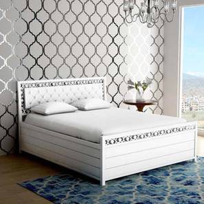 Beds With Storage Design Mangolia Metal Queen Size Hydraulic Storage Upholstered Bed in Matte Finish