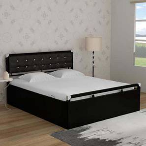 Beds With Storage Design Heath Metal Queen Hydraulic Storage Upholstered Bed in Black Colour (Queen Bed Size, Matte Finish)