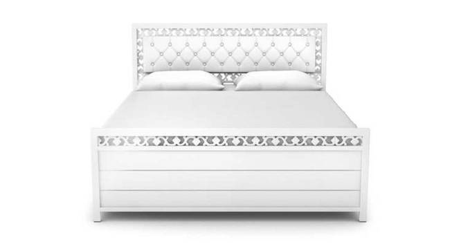 Cuba Metal Queen Hydraulic Storage Upholstered Bed in White Colour (Queen Bed Size, Matte Finish) by Urban Ladder - Front View Design 1 - 541289