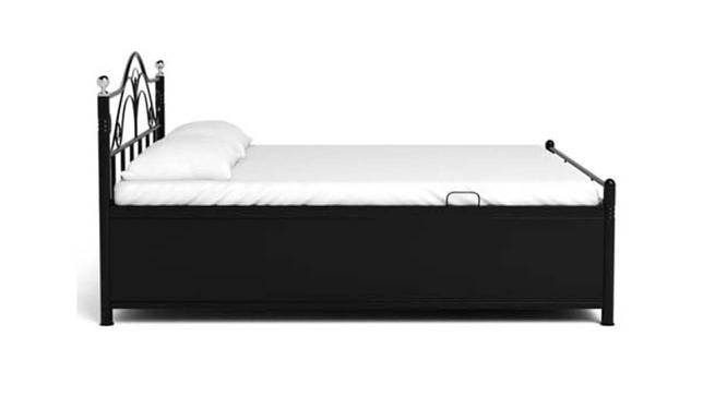 Jamie Metal Queen Hydraulic Storage Bed in Black Colour (Queen Bed Size, Matte Finish) by Urban Ladder - Cross View Design 1 - 541305