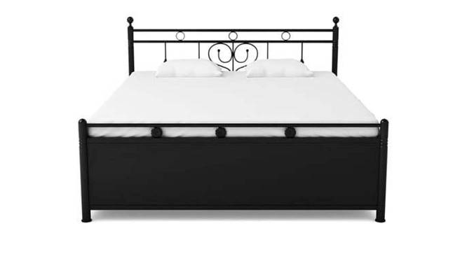Julia Metal King Hydraulic Storage Bed in Black Colour (King Bed Size, Matte Finish) by Urban Ladder - Front View Design 1 - 541388