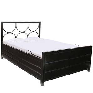 Beds With Storage Design Periwinkle Metal Double Size Hydraulic Storage Bed in Matte Finish