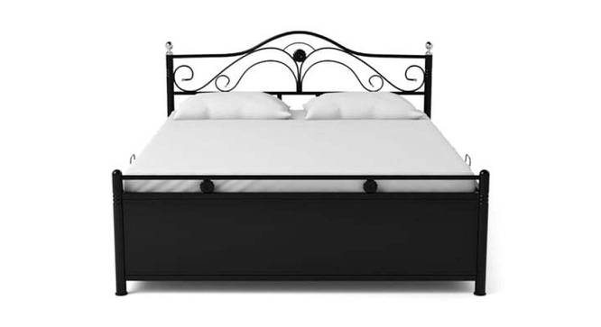 Catherine Metal Double Bed Hydraulic Storage Bed in Black Colour (Matte Finish, Double Bed Size) by Urban Ladder - Front View Design 1 - 541672