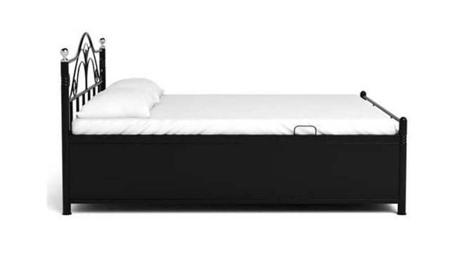 Catherine Metal Double Bed Hydraulic Storage Bed in Black Colour (Matte Finish, Double Bed Size) by Urban Ladder - Cross View Design 1 - 541683