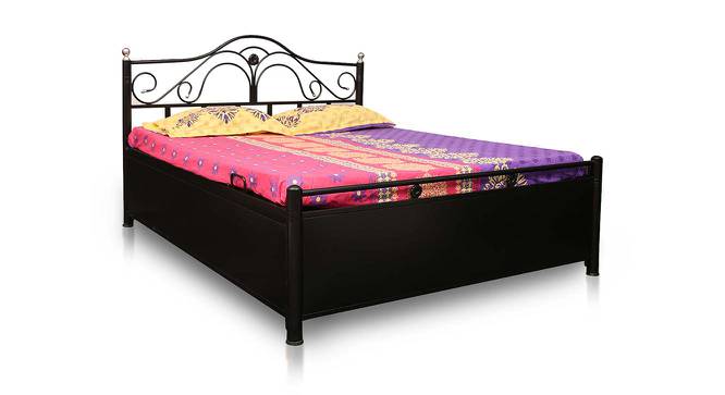 Gwyneth Metal Double Bed Hydraulic Storage Bed in Black Colour (Matte Finish, Double Bed Size) by Urban Ladder - Cross View Design 1 - 541686