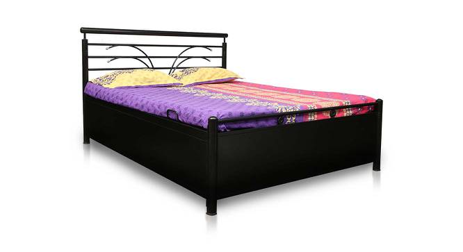 Geraldine Metal Double Bed Hydraulic Storage Bed in Black Colour (Matte Finish, Double Bed Size) by Urban Ladder - Cross View Design 1 - 541761