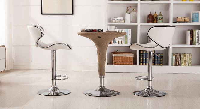 Horse Swivel Leatherette Bar Stool in White Colour (White) by Urban Ladder - Cross View Design 1 - 542089