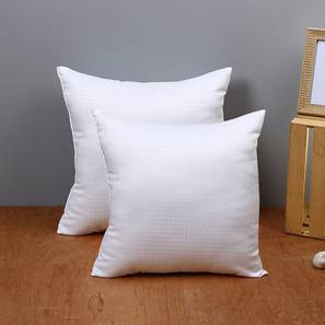 Pillows Design Zain White Polyester Rectangular 16x16 inches Cushions - Set of 2 (White)