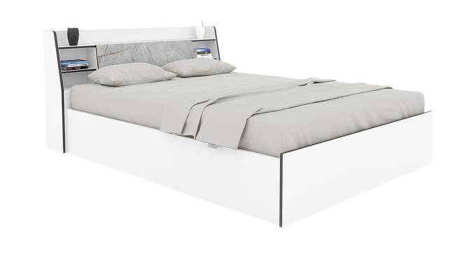 Marbito Engineered Wood King Box Storage Bed in White Finish (King Bed Size, Polished Finish) by Urban Ladder - Front View Design 1 - 543641