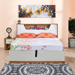 Teak Wood Bed Design Eternal Engineered Wood King Size Hydraulic Storage Bed in Melamine Finish