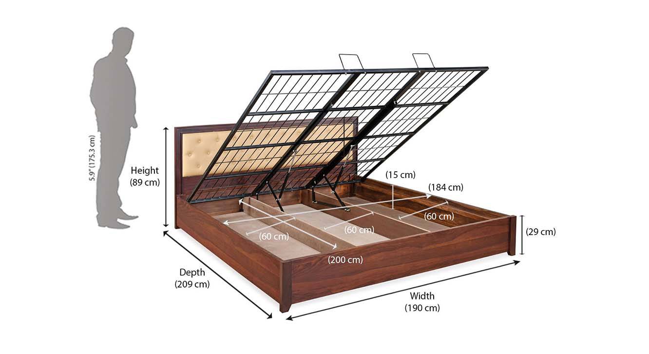 Danbury Engineered Wood King Size Hydraulic Storage Bed in Melamine