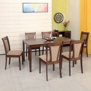 At Home Design Jewel Solid Wood 6 Seater Dining Table with Set of 6 Chairs in Melamine Finish