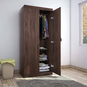 Cupboards Design Edward Engineered Wood 2 Door Wardrobe in Walnut Finish