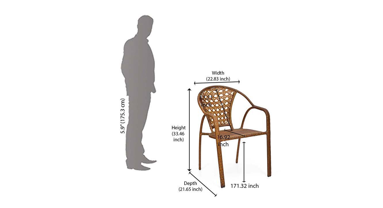 Jarvic Cane Outdoor Chair in Brown Colour Set of 1 Urban Ladder