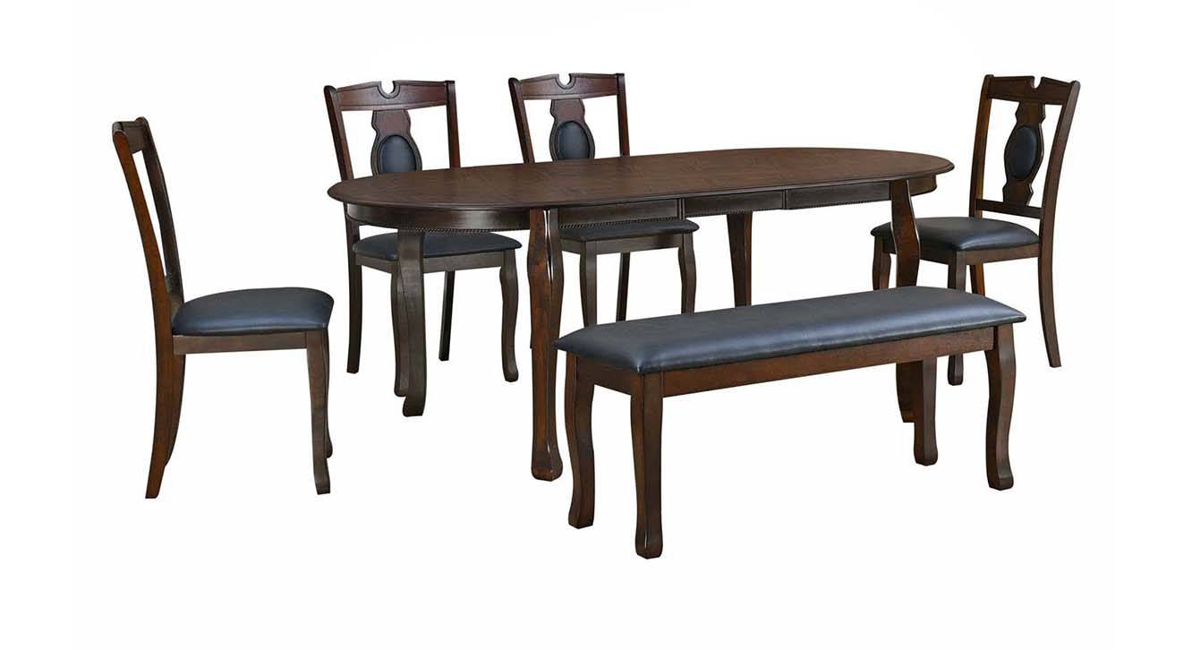 Portsmouth Solid Wood 6 Seater Dining Table with Set of 4 Chairs in