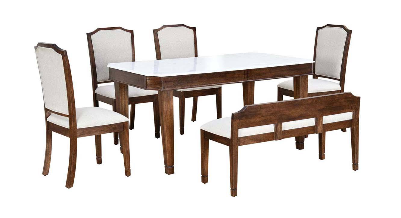 Callisto Stone 6 Seater Dining Table with Set of 4 Chairs in Melamine ...