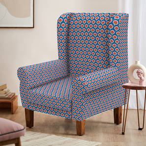 Wing Lounge Chairs Design Thomas Solid Wood Wing Chair in Blue Colour (Blue)