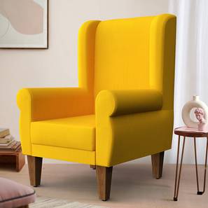 Wing Lounge Chairs Design Wolfred Solid Wood Wing Chair in Mustard Yellow Colour (Mustard Yellow)