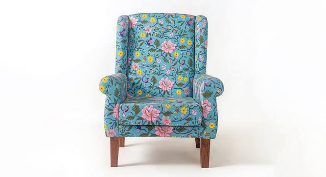 Robert Solid Wood Wing Chair in Teal Colour (Teal) by Urban Ladder - Front View Design 1 - 546184