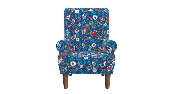 William Solid Wood Wing Chair in Blue Colour (Blue) by Urban Ladder - Front View Design 1 - 546189