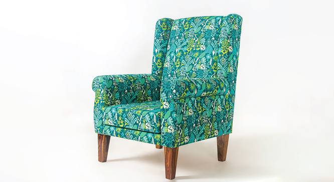 Rothwell Solid Wood Wing Chair in Green Colour (Green) by Urban Ladder - Cross View Design 1 - 546199