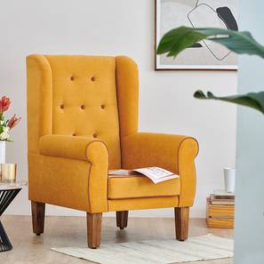 Wing Lounge Chairs Design Pierce Solid Wood Wing Chair in Yellow Colour (Yellow)