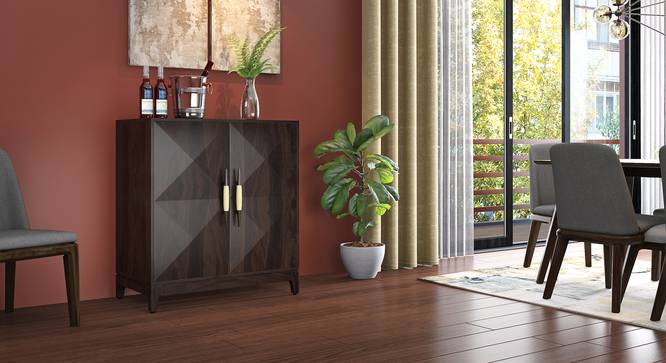 Satori Modern Bar Unit (Semi Gloss Finish, American Walnut) by Urban Ladder - Front View Design 1 - 546542