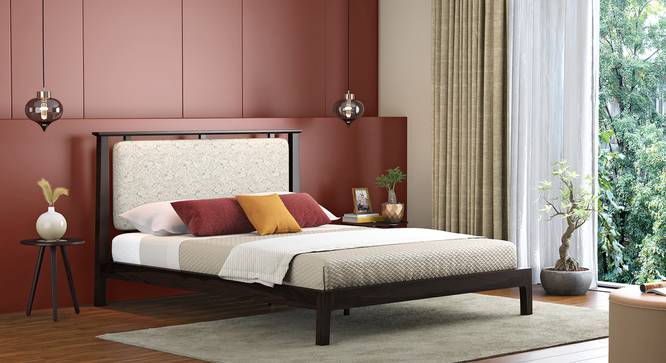 Satori Modern Solid Wood Non Storage Bed (Beige, American Walnut Finish) by Urban Ladder - Front View Design 1 - 546543