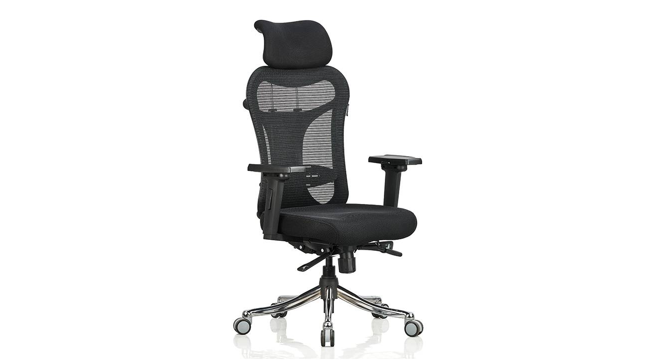 Optima High Back Swivel Fabric Ergonomic Chair with Headrest in Black